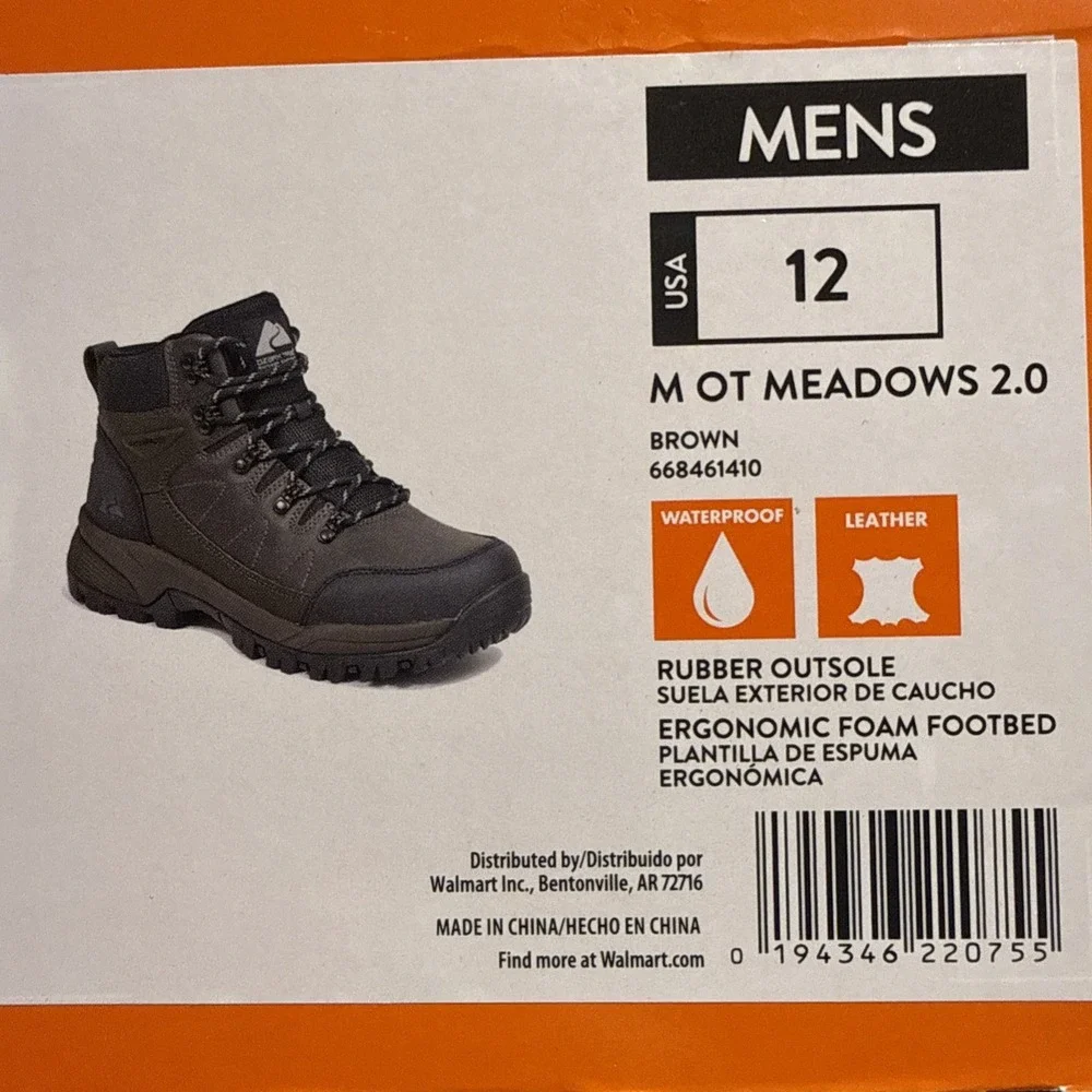 Ozark Trail Meadows 2.0 Brown Leather Men Size 12 Hiking Boot